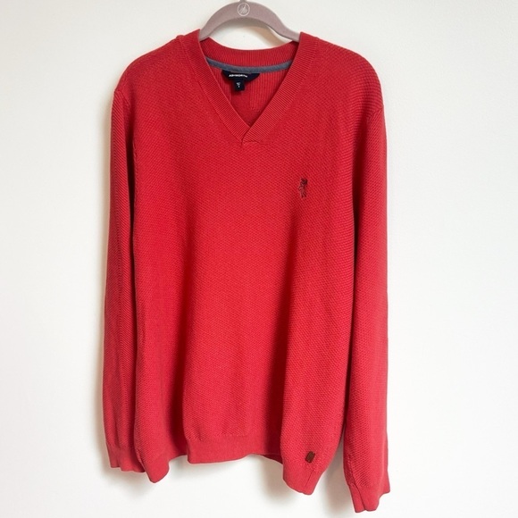 Ashworth Men’s V Neck Long Sleeve Cashmere Blend Sweater Red Pullover Knit M - Picture 3 of 9